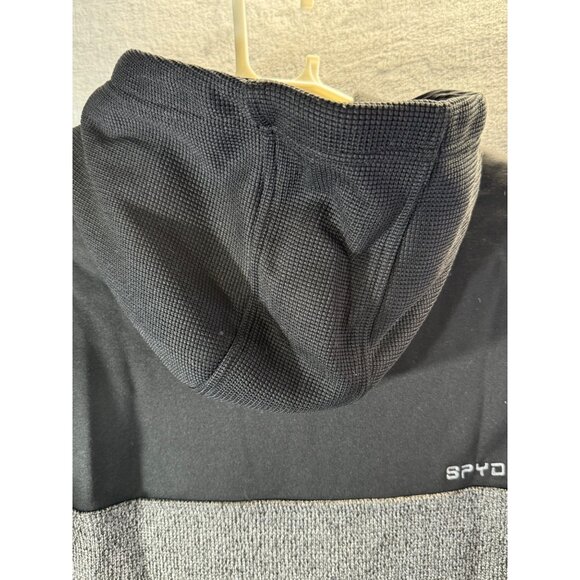 Spyder Sweater Men's Medium Hooded Half-Zip Sweater Black & Gray Polyester - Picture 13 of 16
